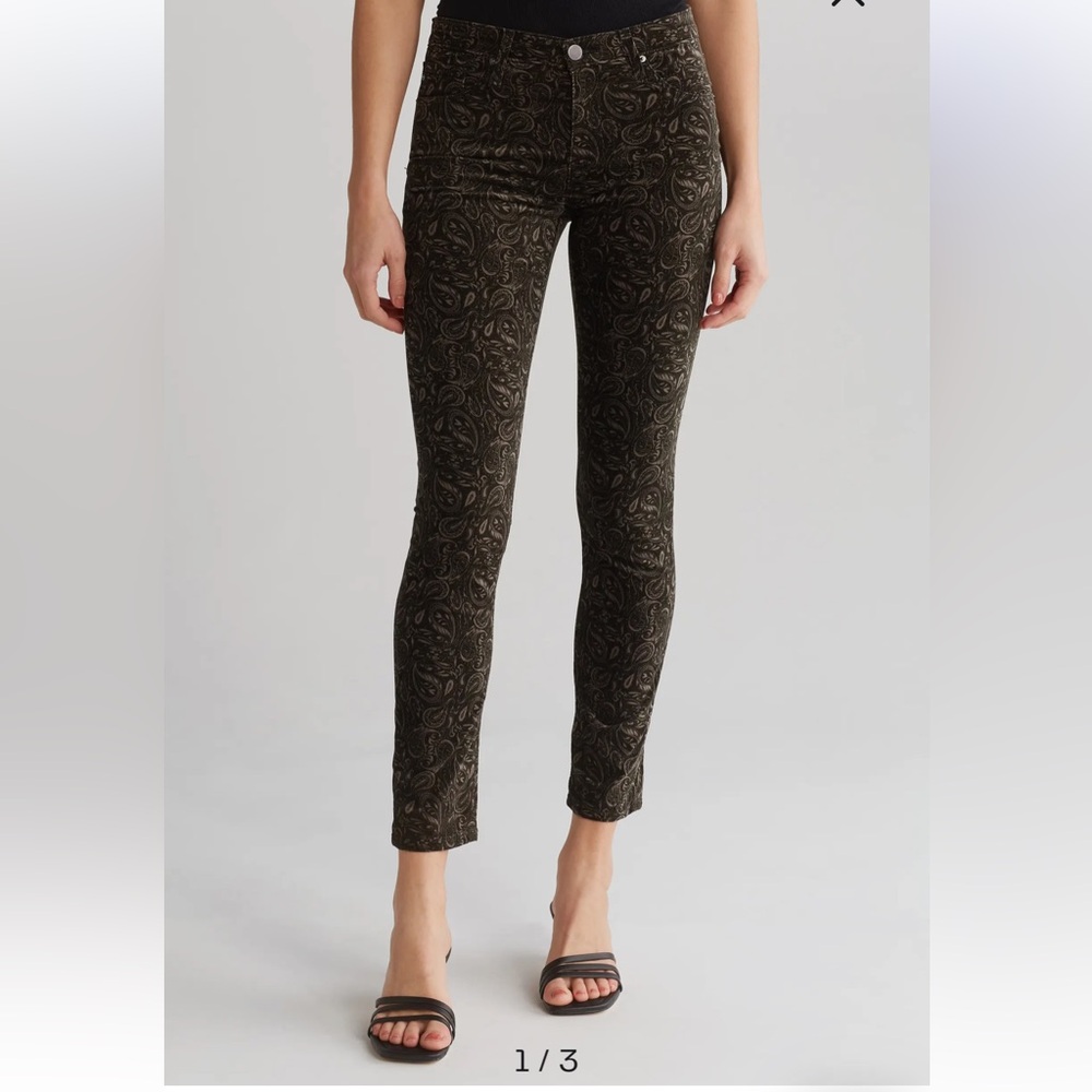 Anthropologie AG Velvet Paisley High Rise Skinny Jeans-Size 26